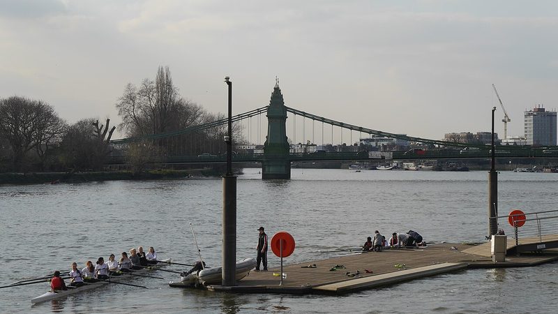 Hammersmith Bridge over the Thames in west London, photographed in 2016.